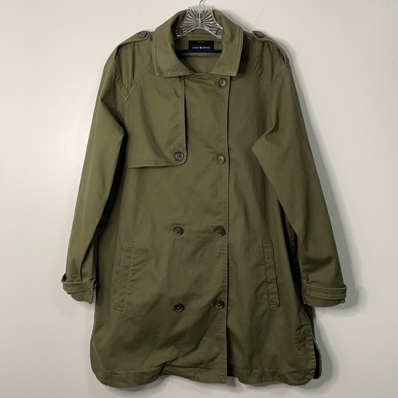Lucky Brand Double Breasted Military Green Jacket Size Large - Picture 1 of 9